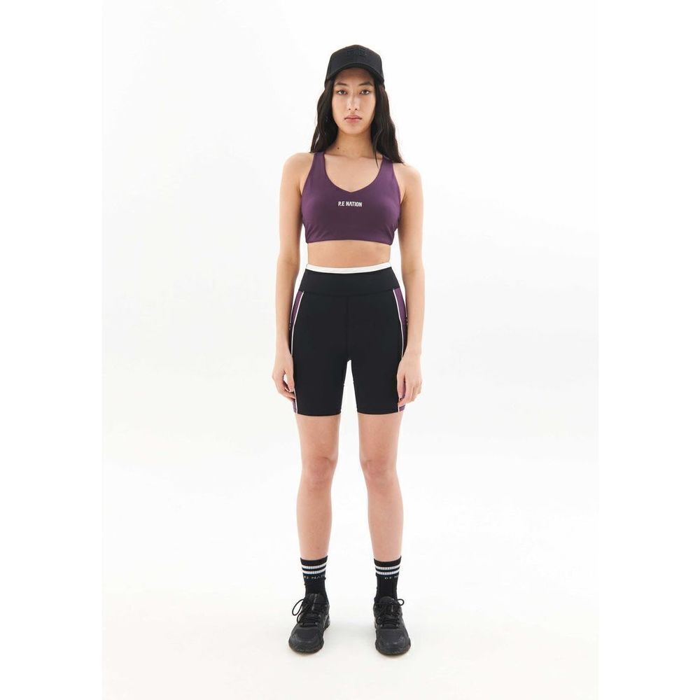 NWT P.E Nation Motion Bike Workout Legging Shorts Black/Purple Combo Small